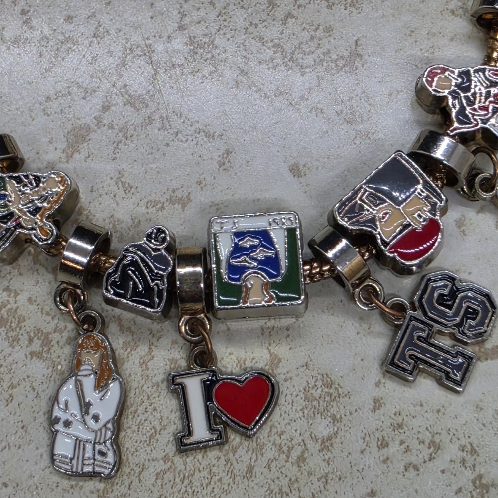 Taylor Swift Swifty Charm Bracelet 11 Enamel Charms Gold Tone - Picture 4 of 8